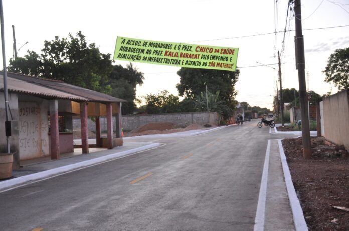 Primeira etapa de pavimentação asfáltica e drenagem transforma bairro São Mateus em Várzea Grande